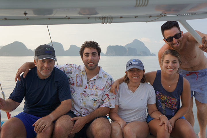 Family on a boat