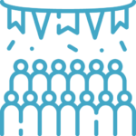 Blue logo of a group of people