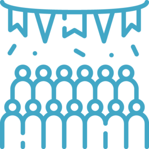 Blue logo of a group of people