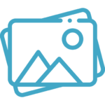 Blue logo of a photo