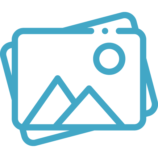 Blue logo of a photo