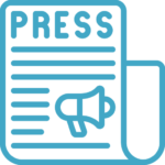 Blue logo of a newspaper