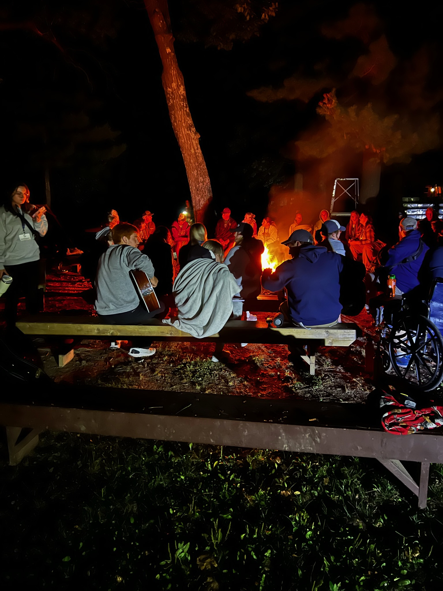 A bonfire gathering of stroke survivors and people with aphasia